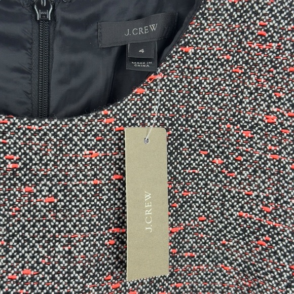 NWT J. Crew Tweed 3/4 Sleeve Sheath Dress Gray Coral Size 4 Style E4375 Career - Picture 6 of 16